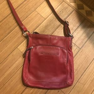 Fossil cross body bag red leather